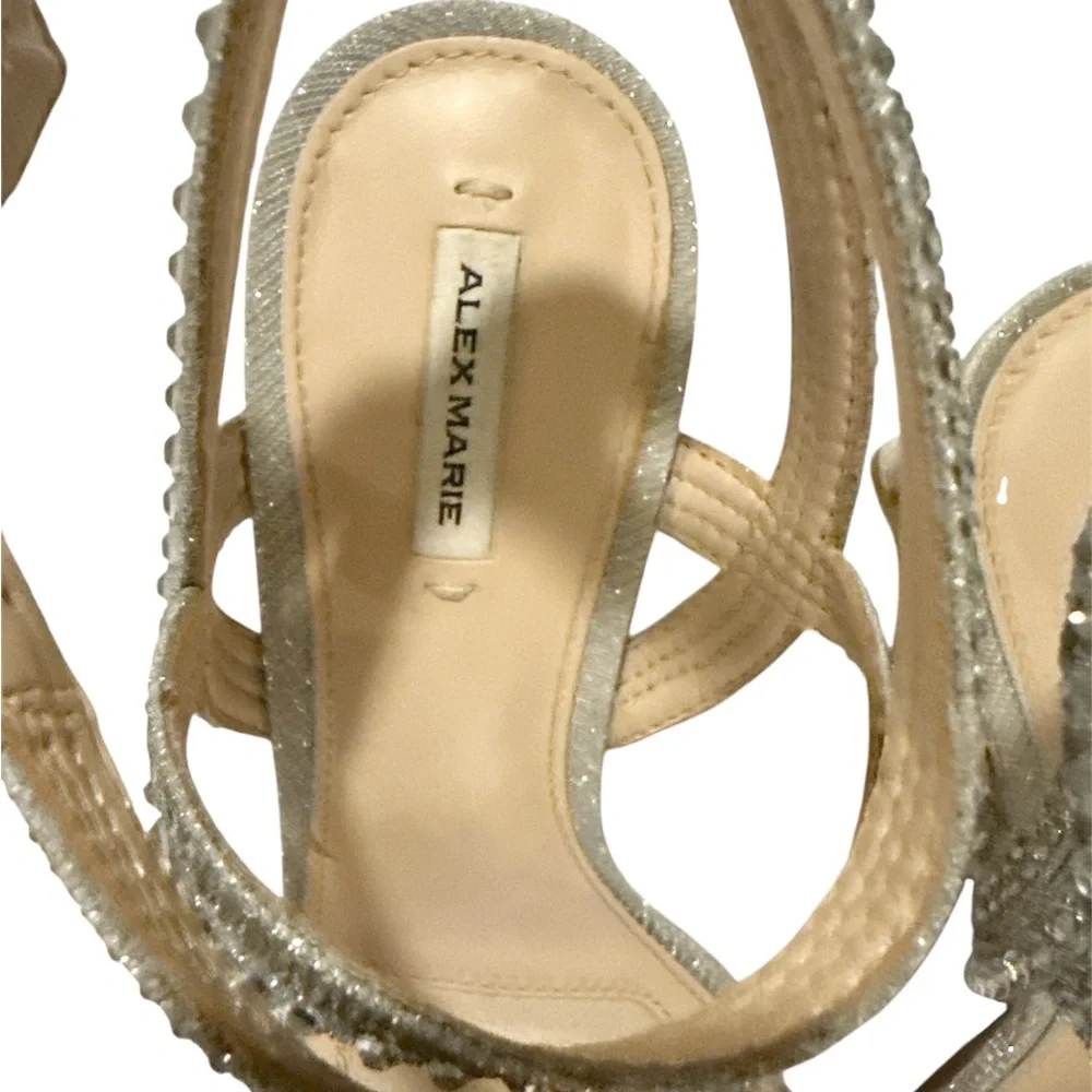 Alex Marie Glittering Silver Strappy Heels - Size 8.5